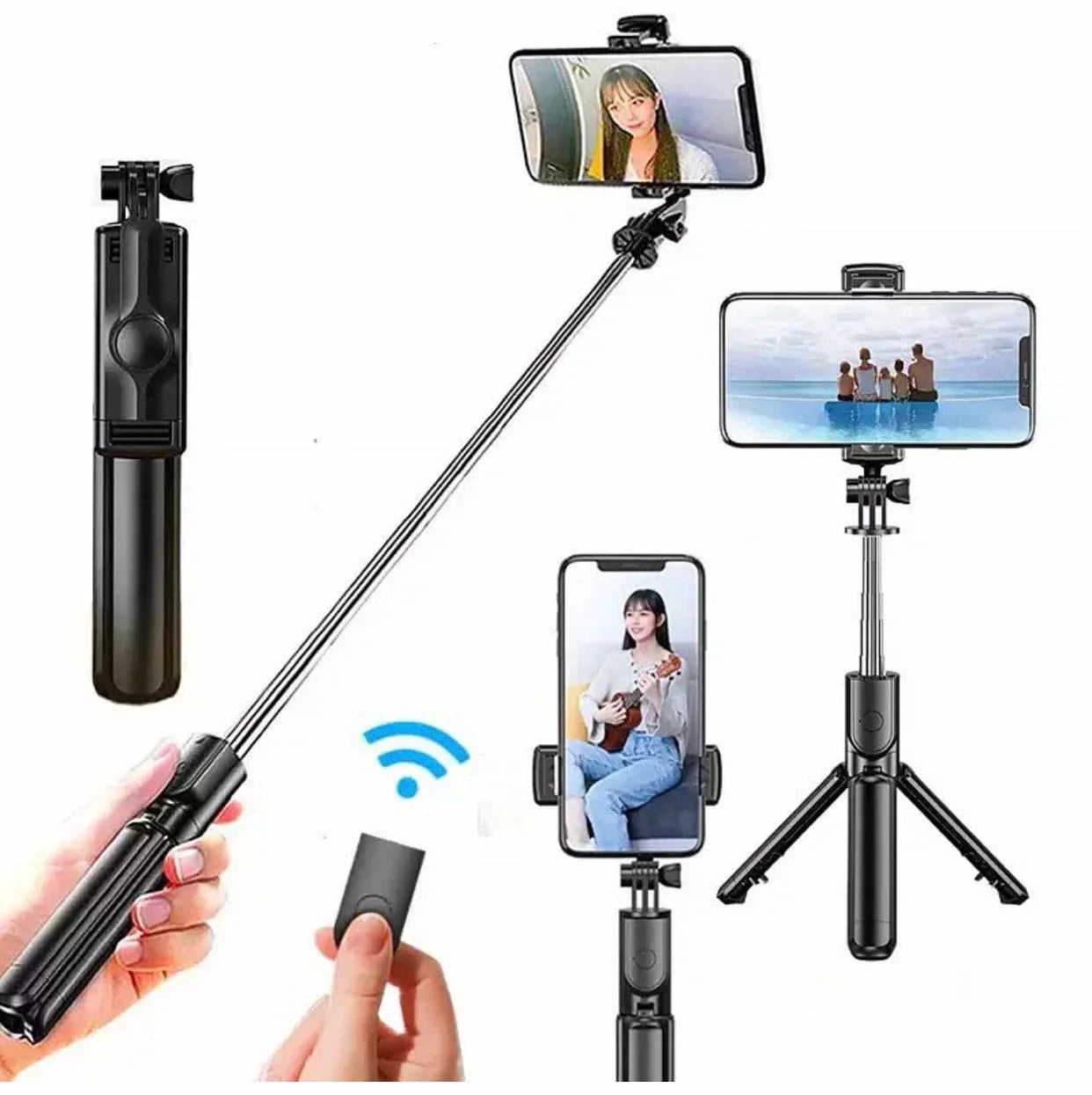4-in-1 Bluetooth Selfie Stick Tripod | Extendable Stand with Wireless Remote, LED Light & Camera Holder