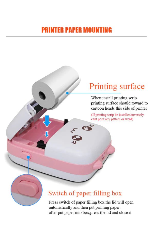 Cute Mini HD Pocket Printer- Wireless Thermal Printer for Notes, Labels, Photos & Receipts